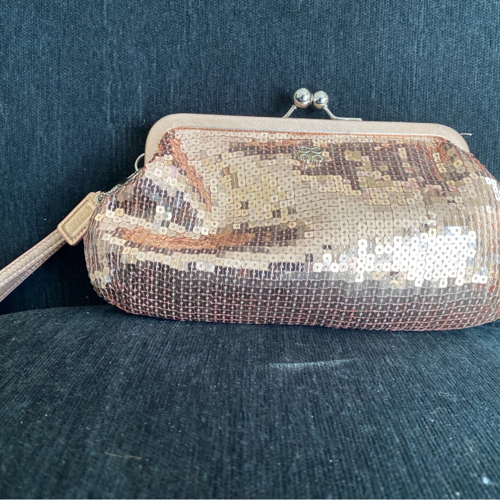 Coach pink sequin wristlet. Beautiful!